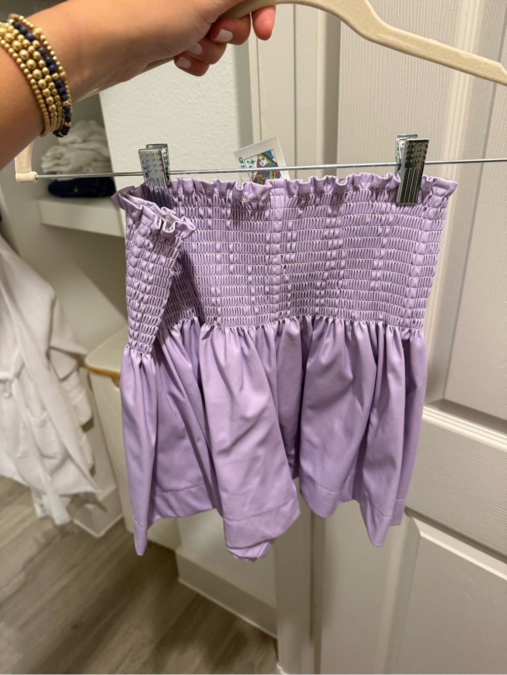QUEEN OF SPARKLES Lavender Smocked High-Waist Shorts